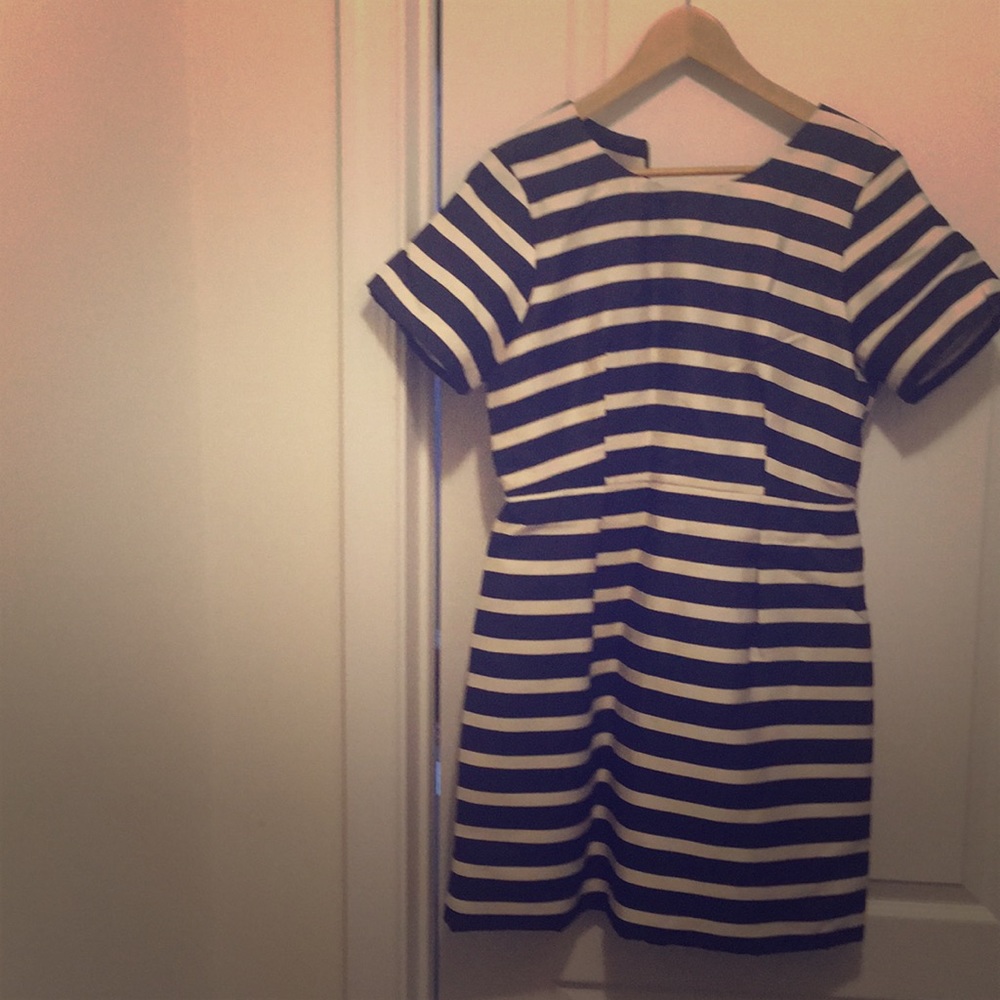 Timeless navy and white striped dress